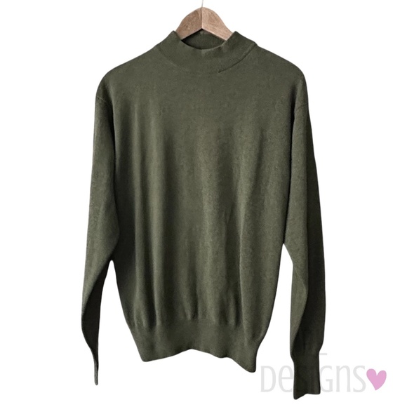 Neiman Marcus Exclusive Mock Turtleneck Sweater Olive Green Men's Small - Picture 1 of 5